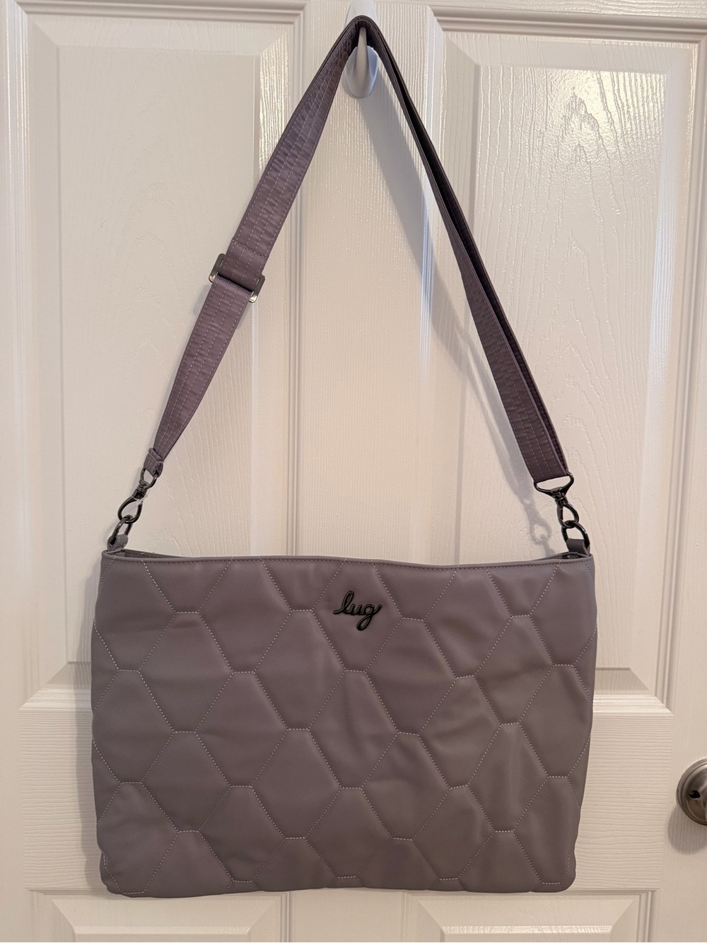 lug Quilted Shoulder Bag in Gray